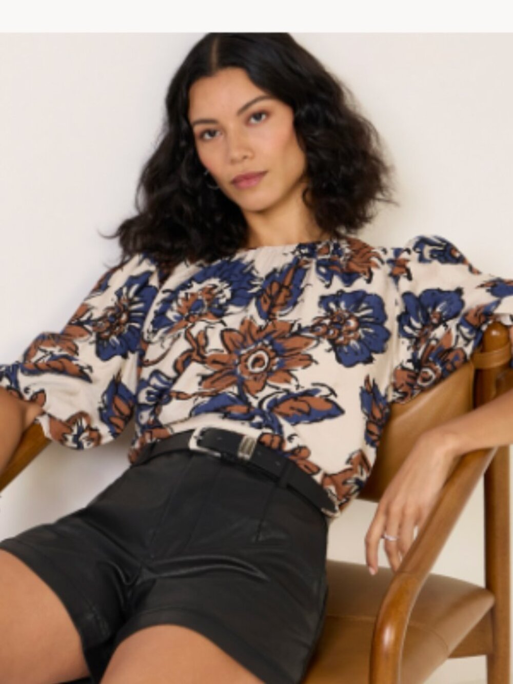Evereve Elowyn Floral Puff Sleeve Cottagecore Blouse